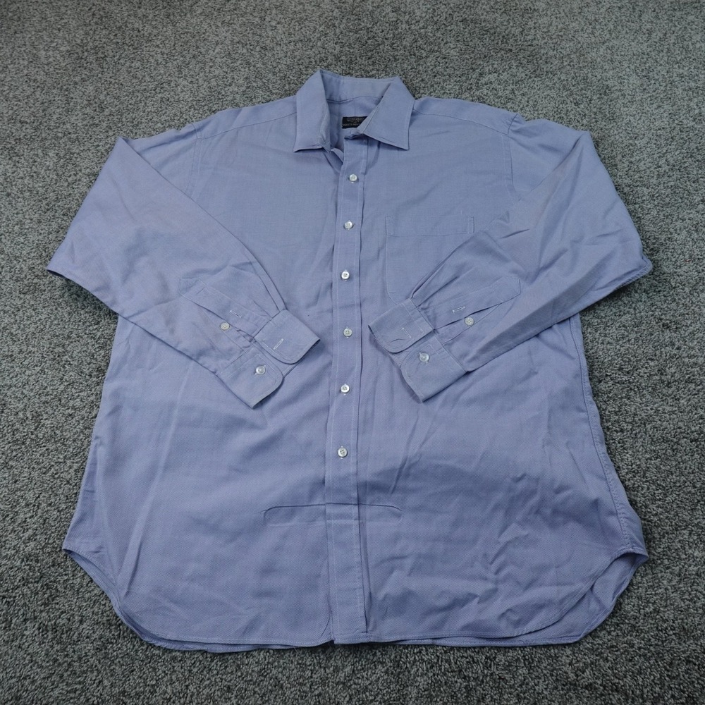 Gitman Bros Shirt Mens 17 34 Blue Oxford Cloth OCBD Long Sleeve Button Up Dress